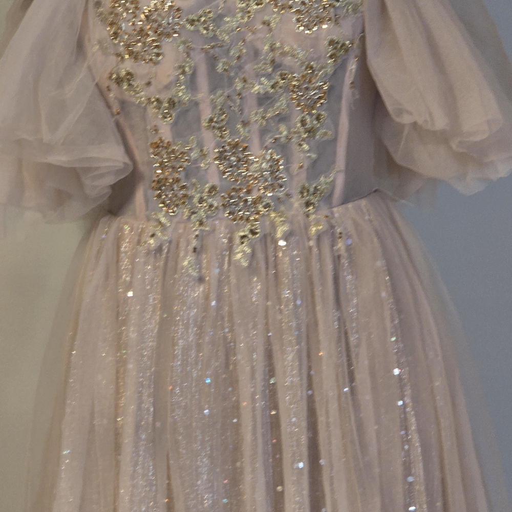 Elegant Gold Embellished Maxi Dress